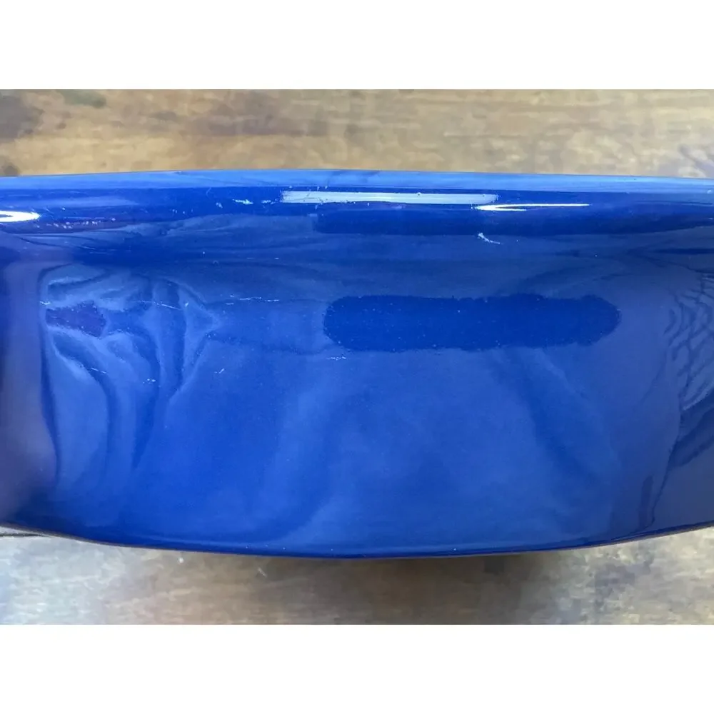 Crate & Barrel Portugal Stoneware Cobalt Blue Casserole Baking Dish With Handles